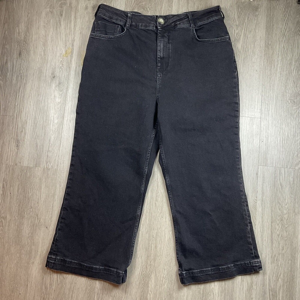 Pilcro Anthropologie Size 34 The Skipper High Rise Wide Leg Jeans Black Stretchy